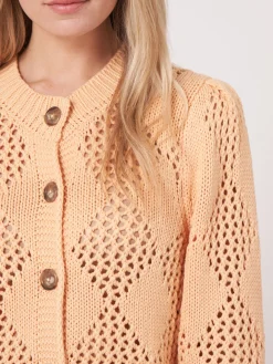 Ajour Strickjacke Mit Rautenmuster