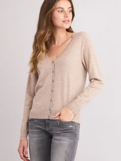 Basic Kaschmir-Cardigan Mit V-Ausschnitt