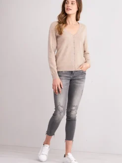 Basic Kaschmir-Cardigan Mit V-Ausschnitt