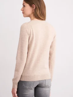 Basic Kaschmir-Strickjacke Mit Rundhalsausschnitt