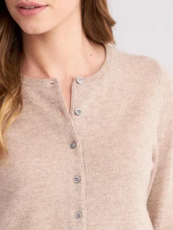 Basic Kaschmir-Strickjacke Mit Rundhalsausschnitt