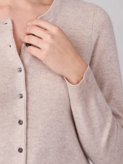 Basic Kaschmir-Strickjacke Mit Rundhalsausschnitt