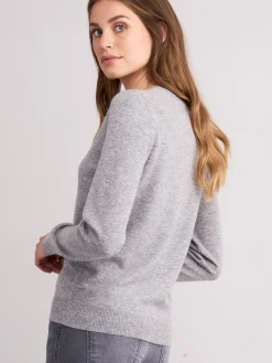 Basic Kaschmir-Strickjacke Mit Rundhalsausschnitt