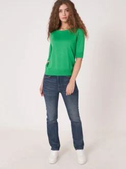 Basic Kurzarm-Pullover Aus Organischer Baumwollmischung