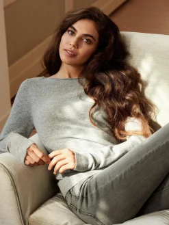 Basic Pullover Mit U-Boot-Ausschnitt Aus Bio-Kaschmir