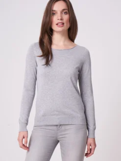 Basic Pullover Mit U-Boot-Ausschnitt Aus Baumwollmischung