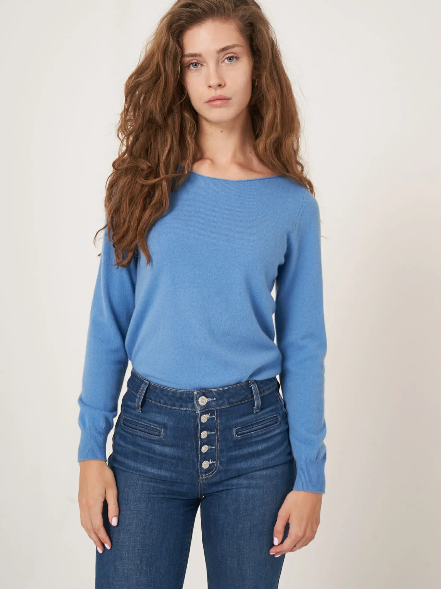 Basic Pullover Mit U-Boot-Ausschnitt Aus Bio-Kaschmir