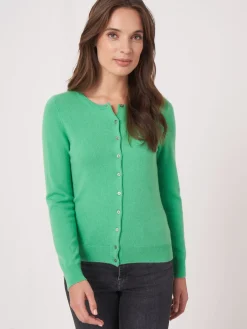 Basic Strickjacke Mit Rundhalsausschnitt Aus Bio-Kaschmir
