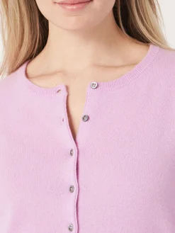 Basic Strickjacke Mit Rundhalsausschnitt Aus Bio-Kaschmir