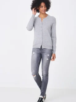 Basic Strickjacke Mit Rundhalsausschnitt Aus Bio-Kaschmir