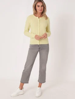 Basic Strickjacke Mit Rundhalsausschnitt Aus Bio-Kaschmir