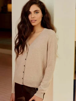 Basic Strickjacke Mit V-Ausschnitt Aus Bio-Kaschmir