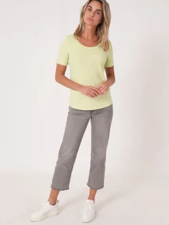 Basic T-Shirt Mit Aufgeschlagenen Armel Aus Baumwolle