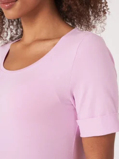 Basic T-Shirt Mit Aufgeschlagenen Armel Aus Baumwolle
