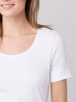 Basic T-Shirt Mit Aufgeschlagenen Armel Aus Baumwolle