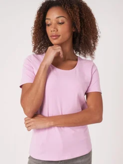 Basic T-Shirt Mit Rundhalsausschnitt Aus Baumwolle