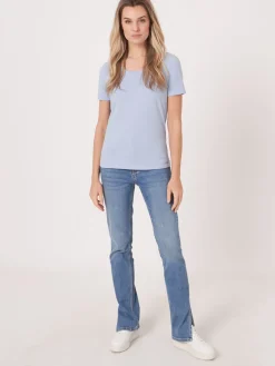 Basic T-Shirt Mit Rundhalsausschnitt Aus Baumwolle