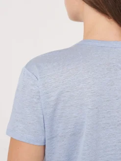 Basic-T-Shirt Mit V-Ausschnitt Und Brusttasche Aus Reinem Leinen