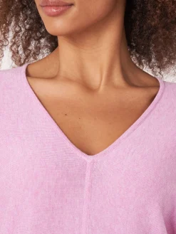 Batwing-Pullover Aus Baumwollmischung Mit V-Ausschnitt