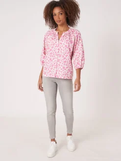 Baumwollbluse Mit Puffarmeln Und Blumendruck