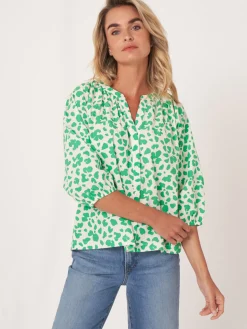 Baumwollbluse Mit Puffarmeln Und Blumendruck