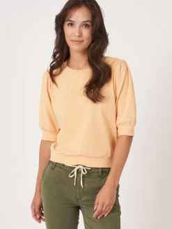 Baumwoll-Stretch-T-Shirt Mit Kurzen Puffarmeln