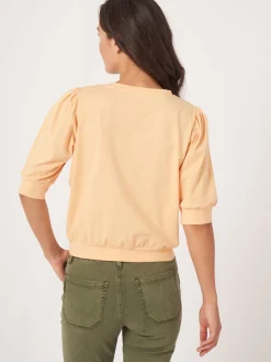 Baumwoll-Stretch-T-Shirt Mit Kurzen Puffarmeln