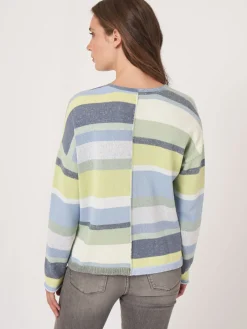 Baumwollstrickpullover Mit Mehrfarbigen Streifen