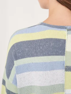 Baumwollstrickpullover Mit Mehrfarbigen Streifen