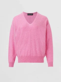 Bio-Kaschmir-Pullover Mit Geripptem V-Ausschnitt