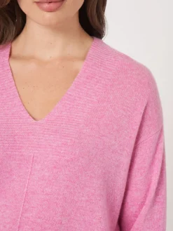 Bio-Kaschmir-Pullover Mit Geripptem V-Ausschnitt