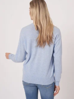 Bio-Kaschmir-Pullover Mit Geripptem V-Ausschnitt