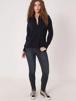 Bio-Kaschmir-Pullover Mit Polokragen Und Seitenschlitzen
