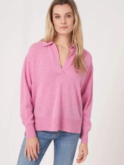 Bio-Kaschmir-Pullover Mit Polokragen Und Seitenschlitzen