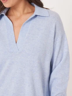 Bio-Kaschmir-Pullover Mit Polokragen Und Seitenschlitzen