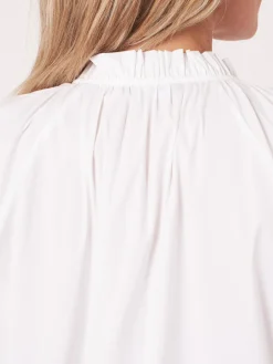 Bluse Mit Gerafftem Halsausschnitt Mit Bandchen