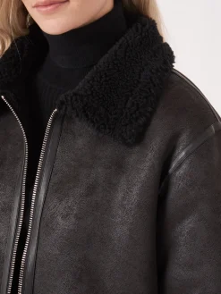 Faux Shearling Bikerjacke