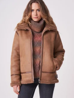 Faux Shearling Bikerjacke