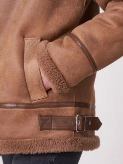 Faux Shearling Bikerjacke
