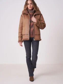 Faux Shearling Bikerjacke