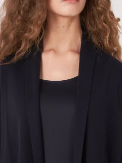 Fein Gestrickte Baumwollmischung Strickjacke Mit Schalkragen Und Taschen