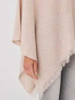 Fein Gestrickter Poncho Mit Fransen Aus Bio-Kaschmir