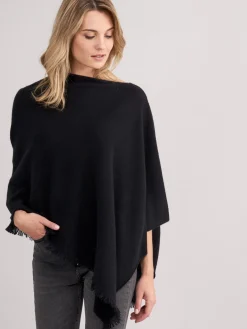 Fein Gestrickter Poncho Mit Fransen Aus Bio-Kaschmir