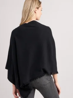 Fein Gestrickter Poncho Mit Fransen Aus Bio-Kaschmir