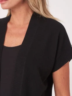 Gekurzte, Kastenformige Kaschmir-Strickjacke Mit Offener Vorderseite