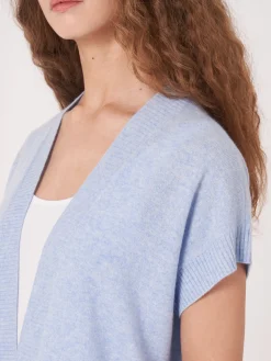 Gekurzte, Kastenformige Kaschmir-Strickjacke Mit Offener Vorderseite