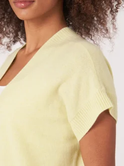 Gekurzte, Kastenformige Kaschmir-Strickjacke Mit Offener Vorderseite