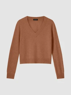 Gekurzter Bio-Kaschmir-Pullover Mit V-Ausschnitt