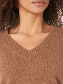 Gekurzter Bio-Kaschmir-Pullover Mit V-Ausschnitt