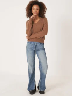 Gekurzter Bio-Kaschmir-Pullover Mit V-Ausschnitt